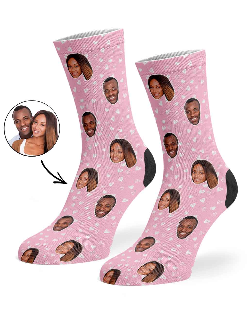 Couples Face Hearts Socks