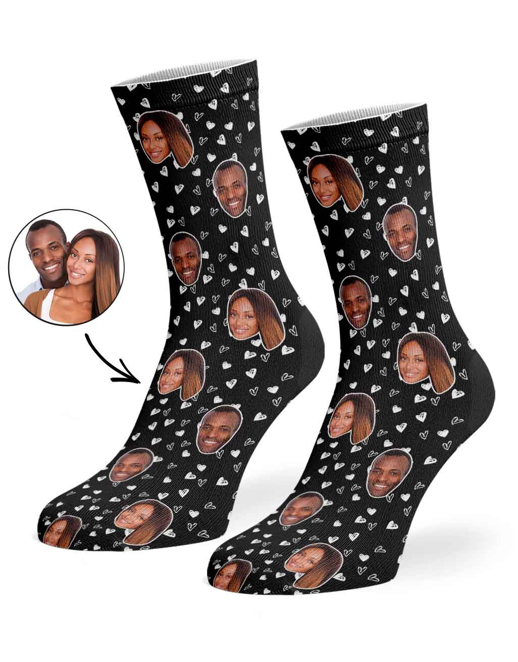 Couples Face Hearts Socks