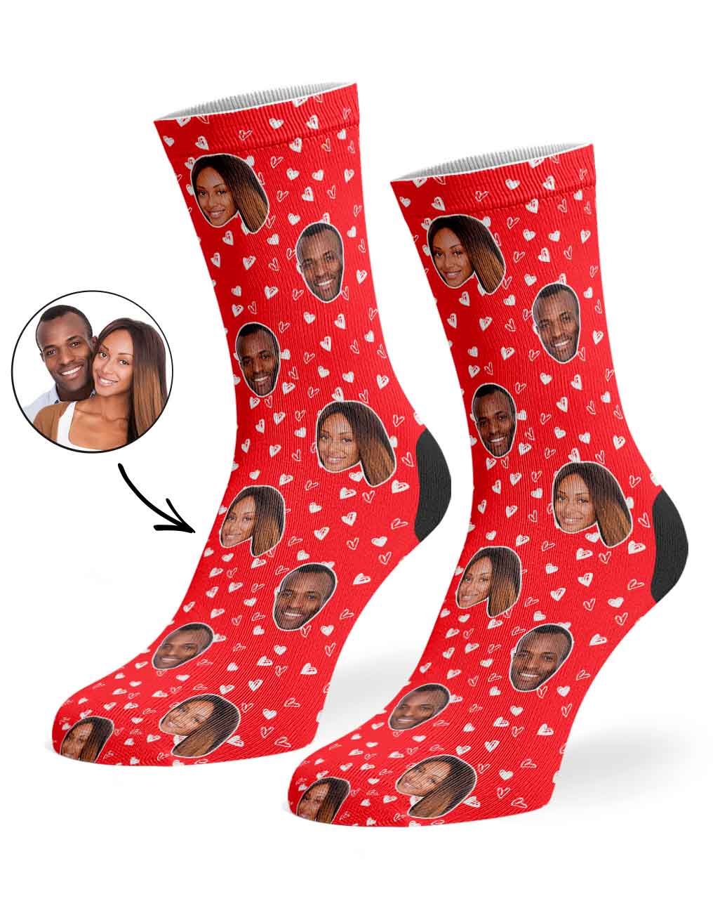 Couples Face Hearts Socks