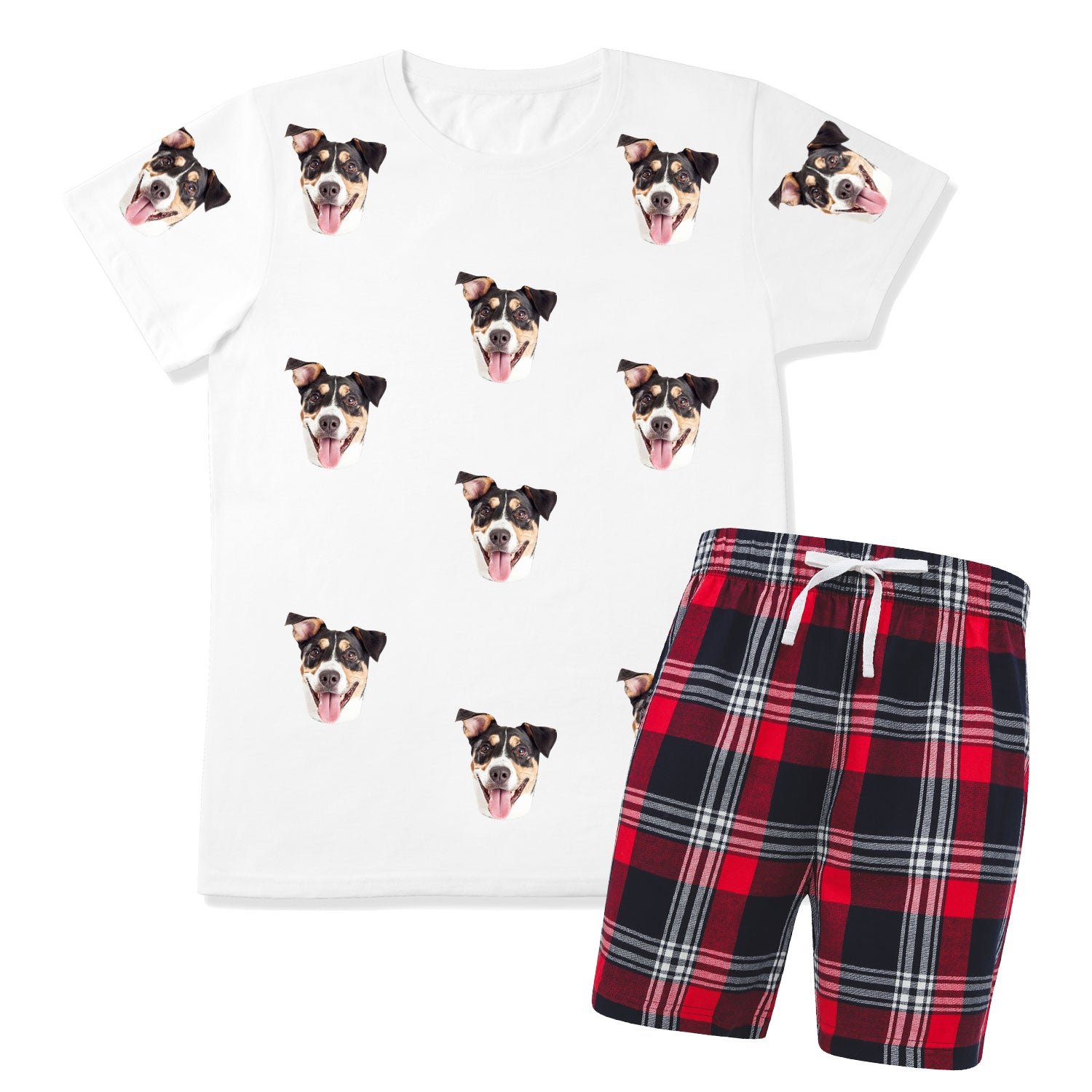 Men's Dog Pyjamas - Red Tartan Shorts