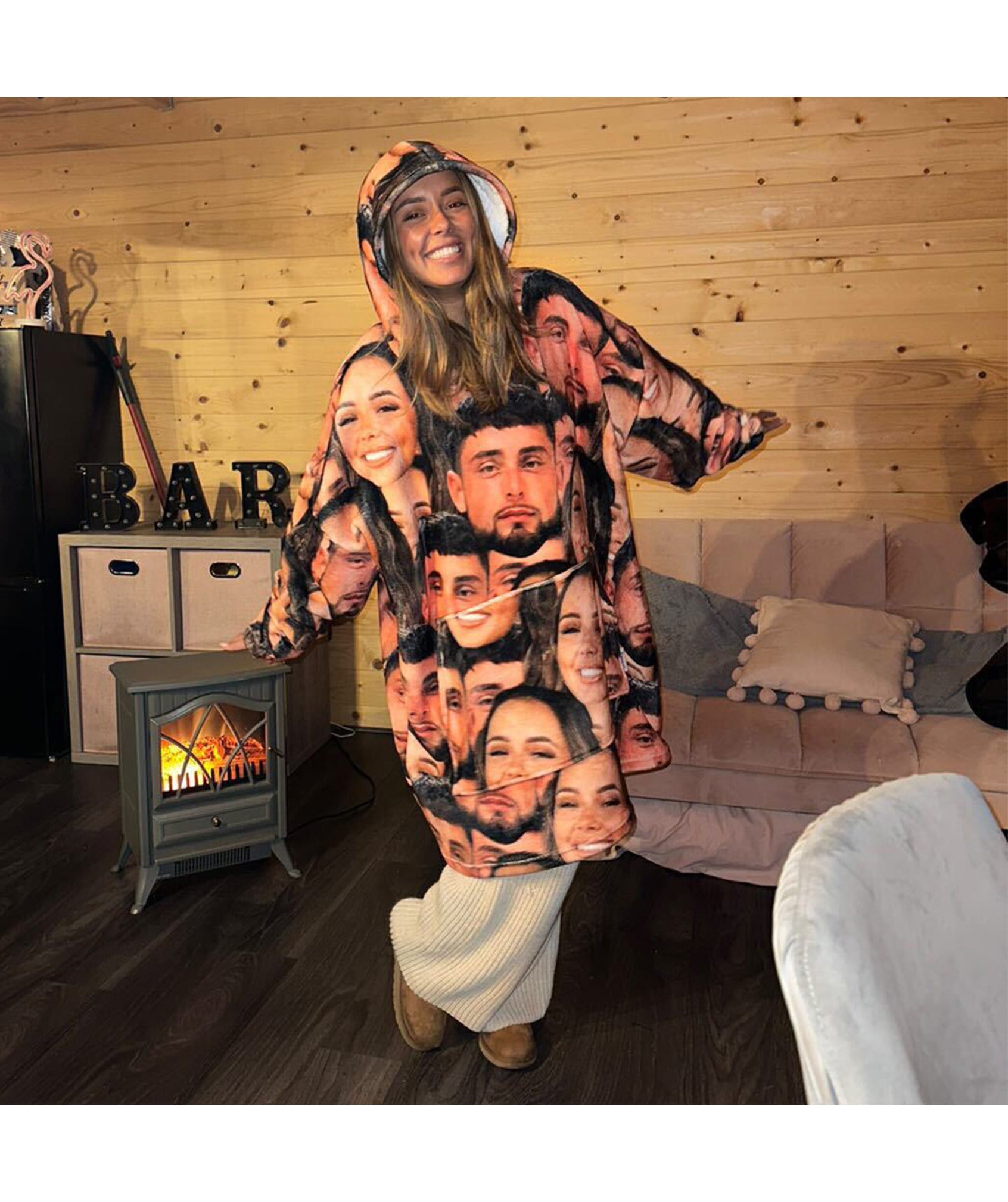 Couples Face Mash Hoodie Blanket