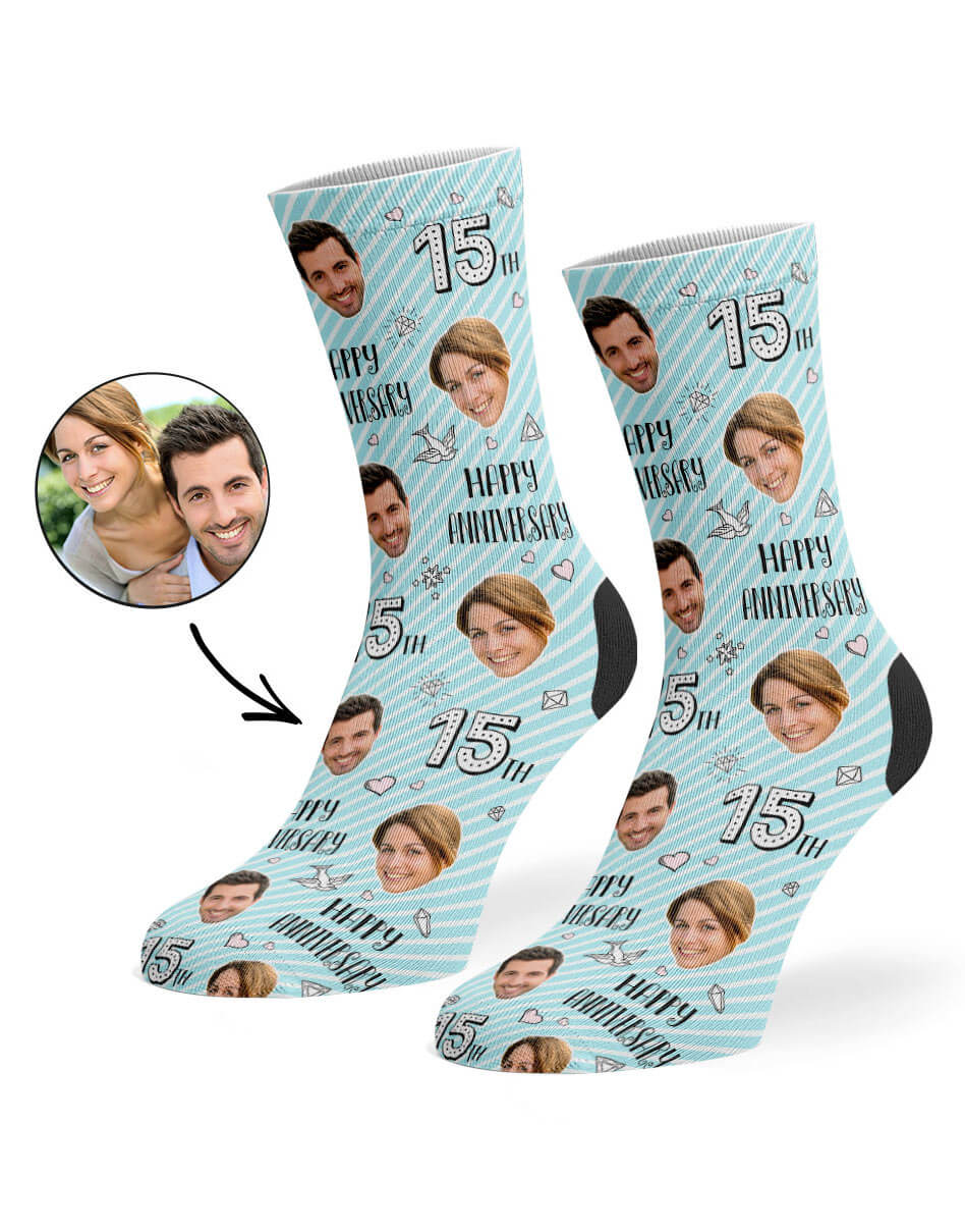 15th Anniversary Personalised Socks