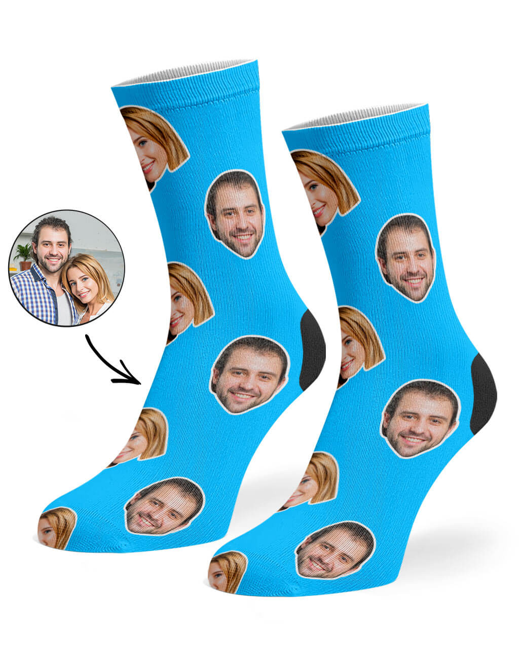 Blue Couple Face Socks