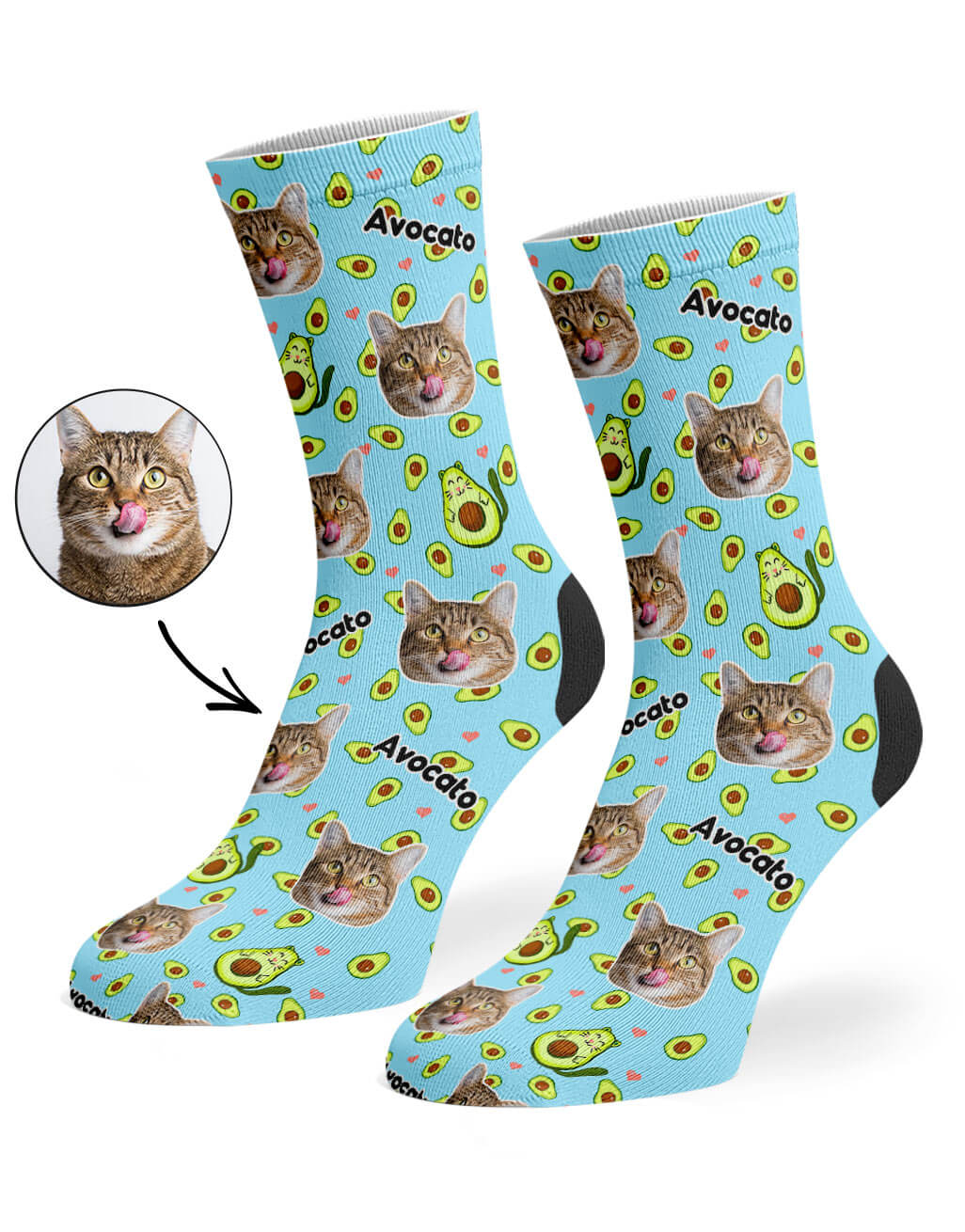 Avocato Cat Photo Socks