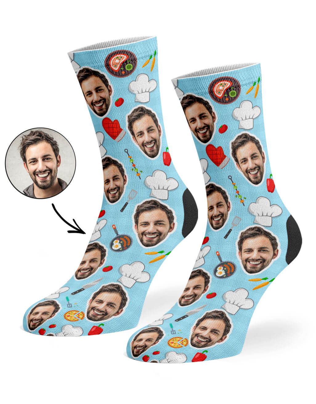 Blue Chef Face Socks