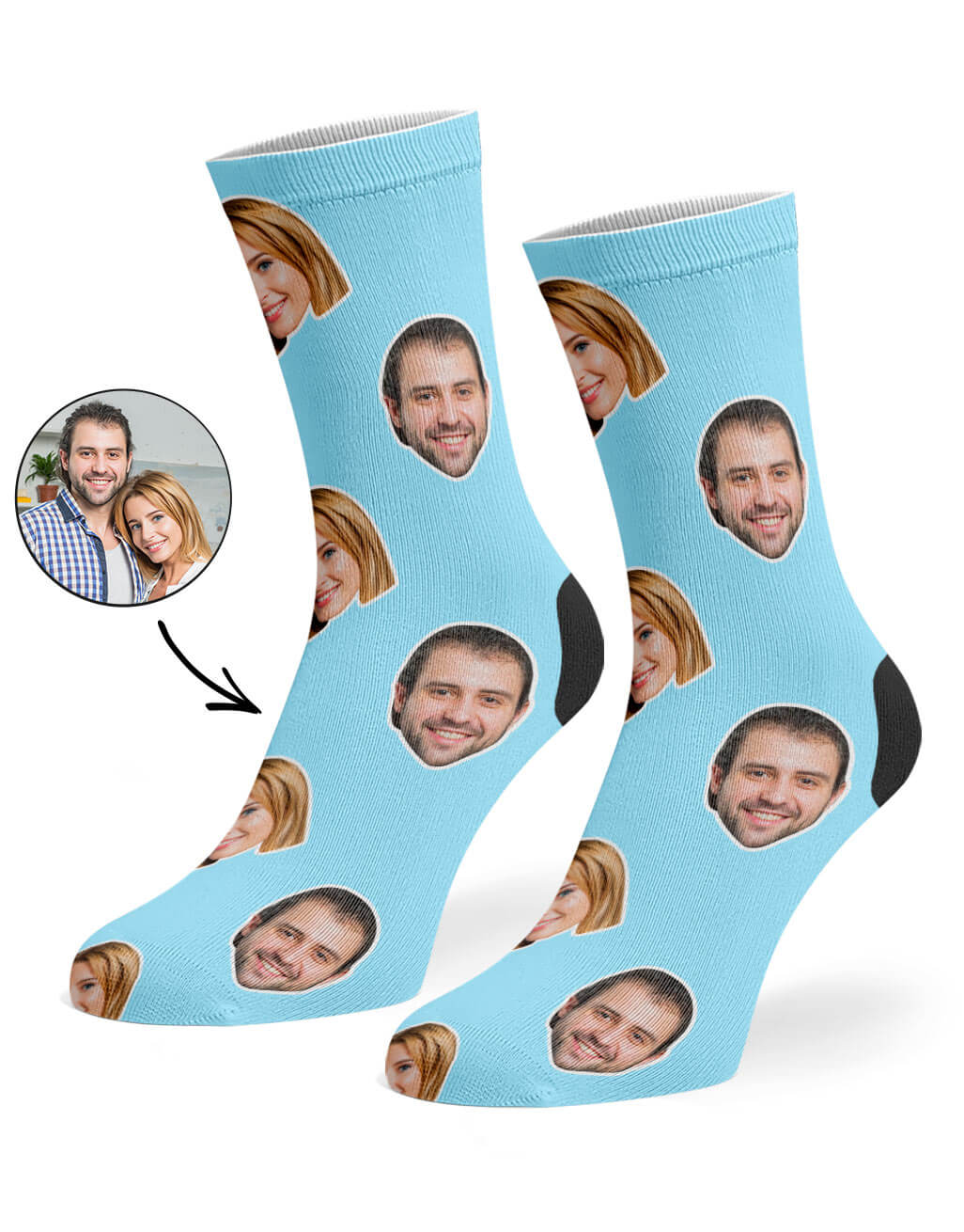 Baby Blue Couple Face Socks