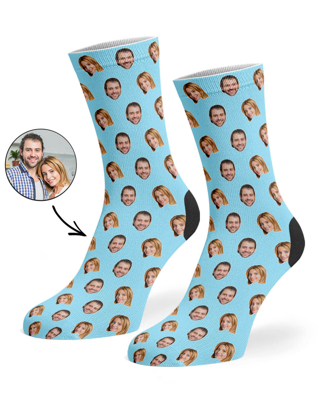 Custom Couples Face Pattern Socks