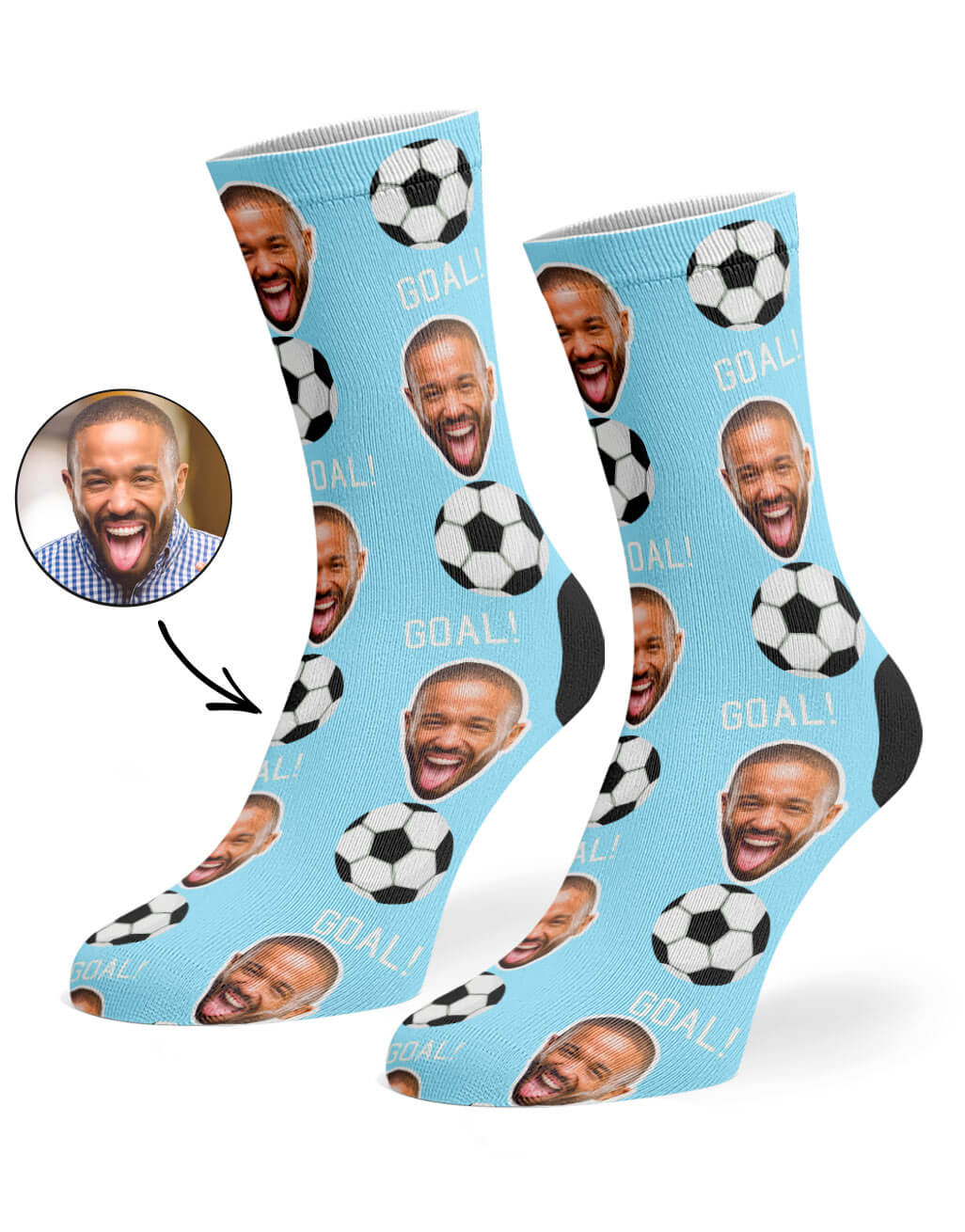 Blue Footy Face Socks