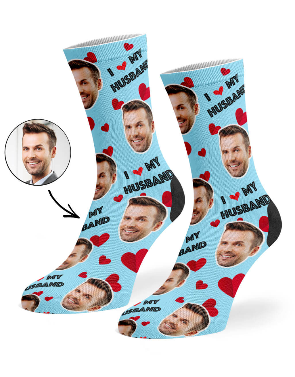 I Love My Husband Face Socks