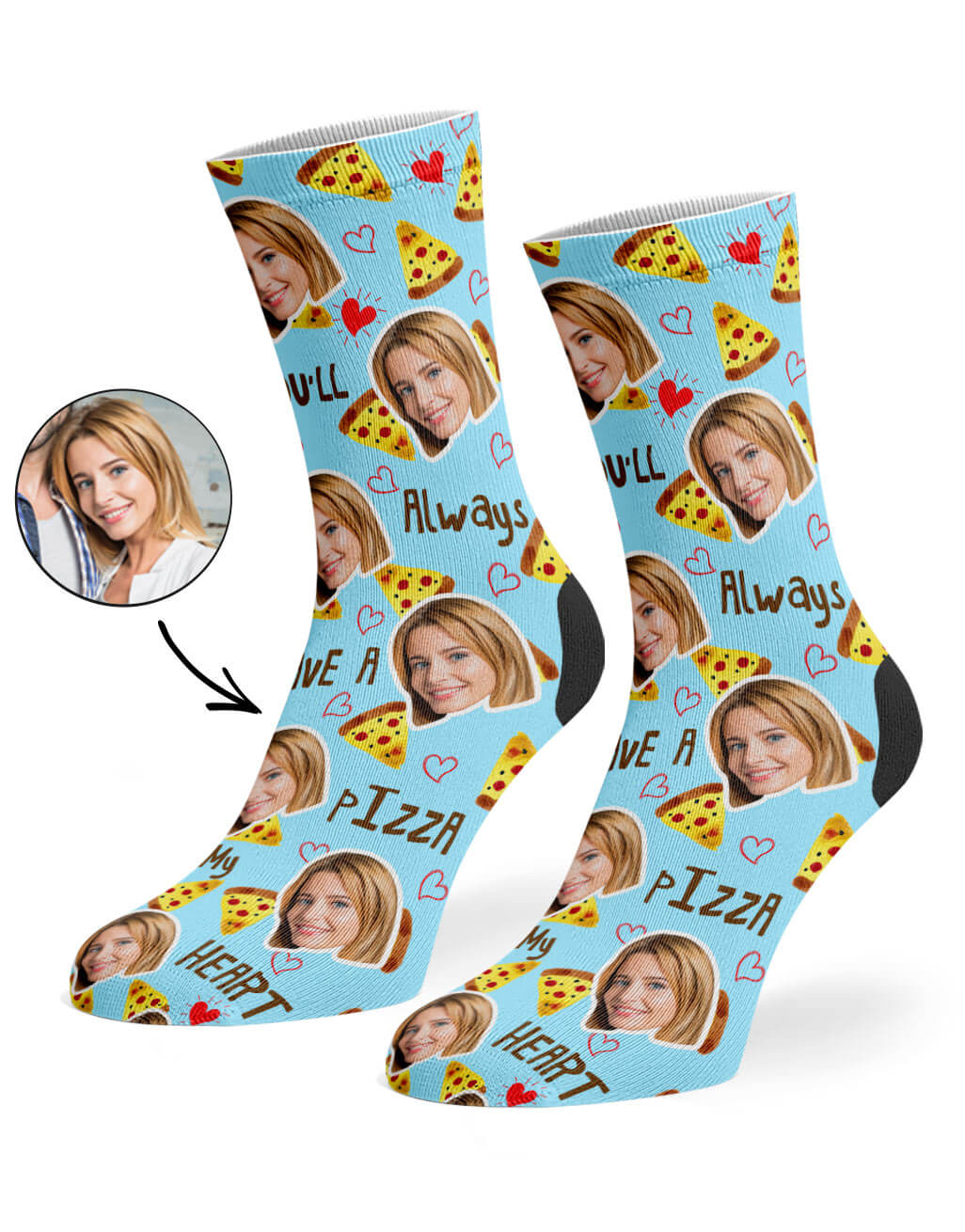 Pizza My Heart Photo Socks