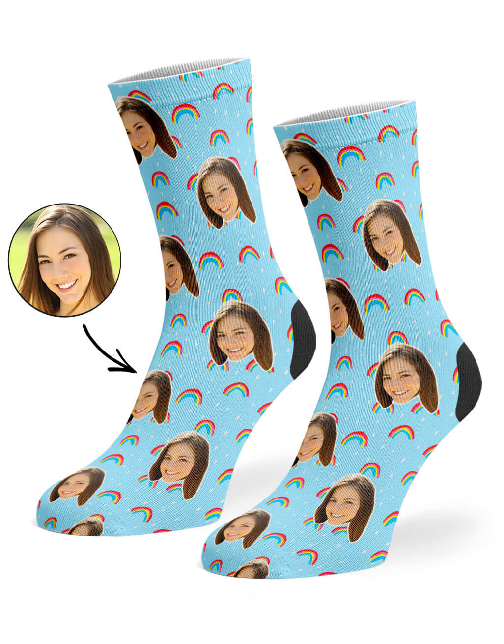 Rainbow Face Socks With Face On