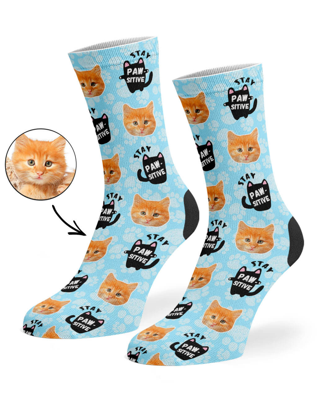 Stay Pawsitive Cat Face Socks