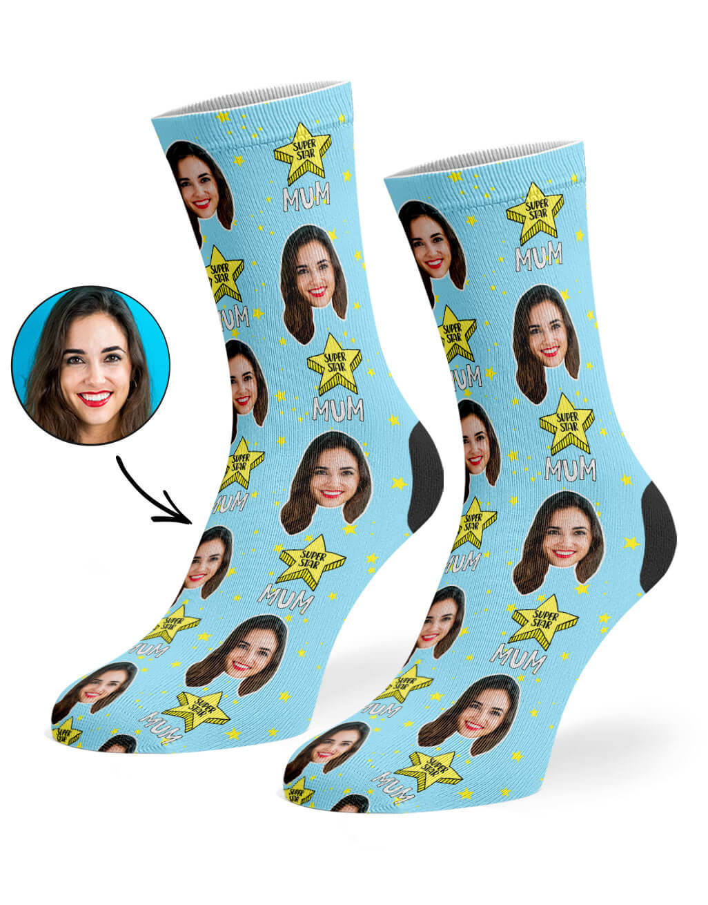 Super Star Mum Face Socks