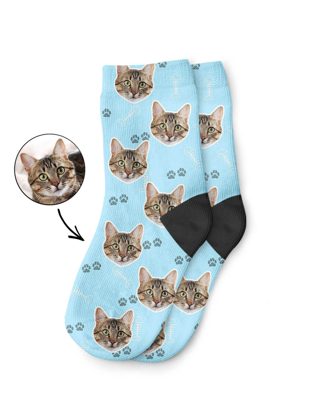 Your Cats Photo On Kids Socks