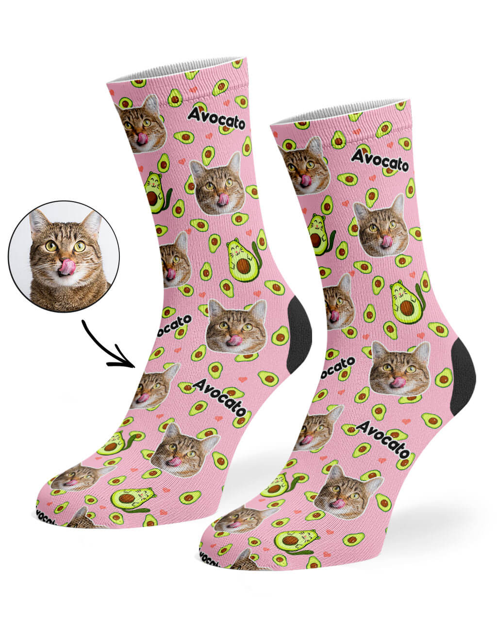 Avocato Cat Face Socks