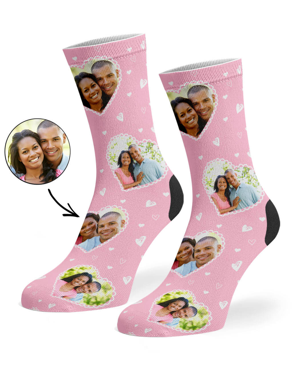 Baby Pink Cute Heart Collage Socks