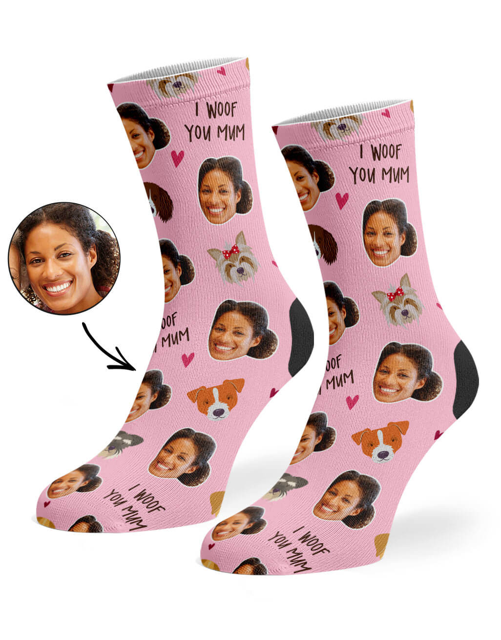 Custom I Woof You Mum Socks