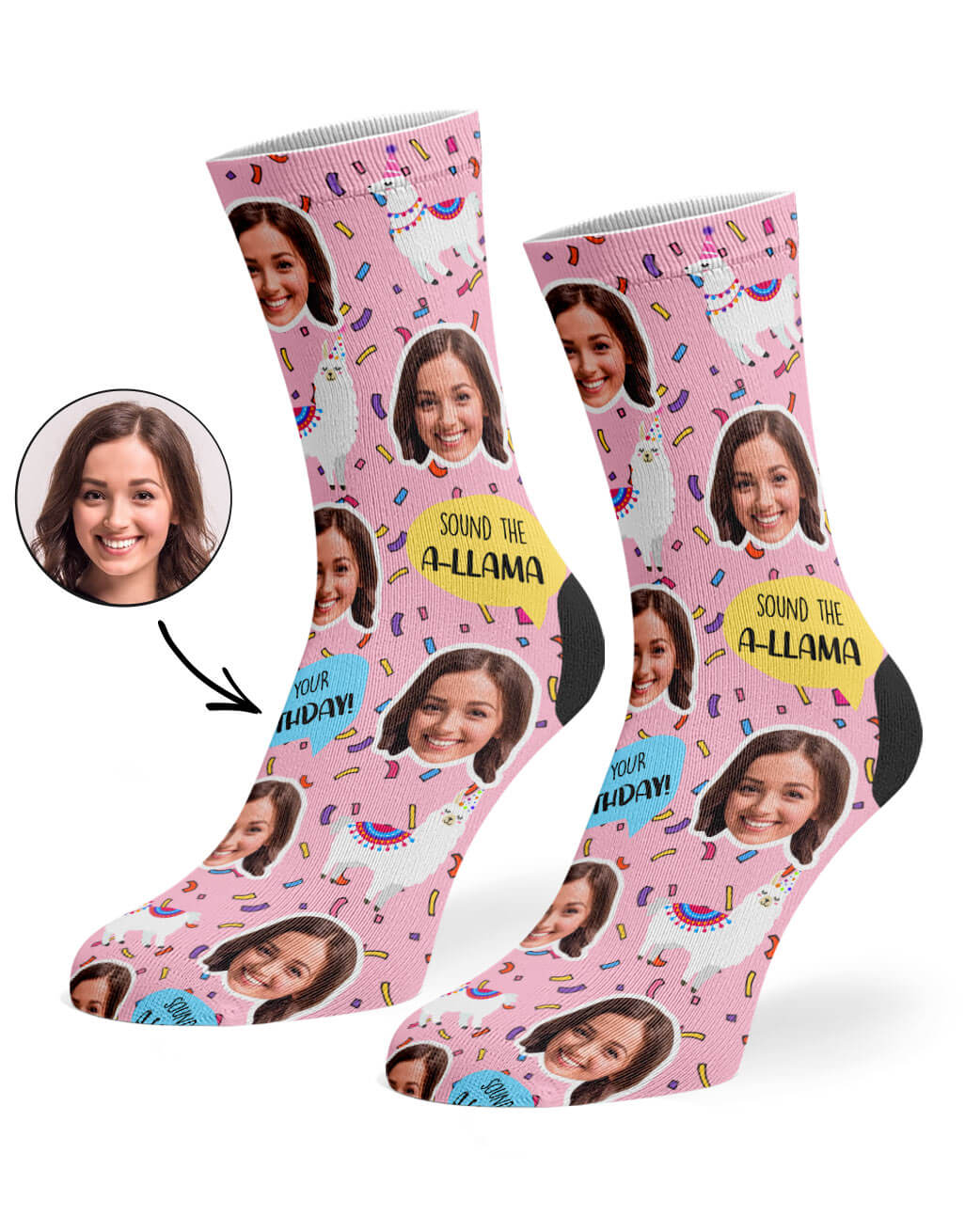 Llama Birthday Personalised Socks