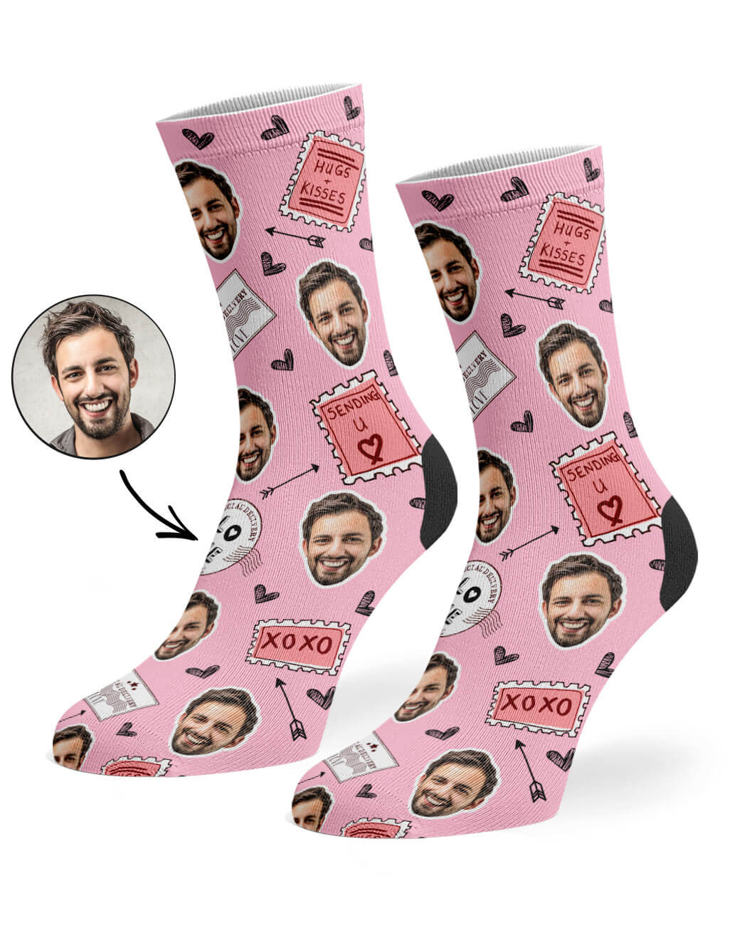 Love Stamp Face Valentines Day Socks