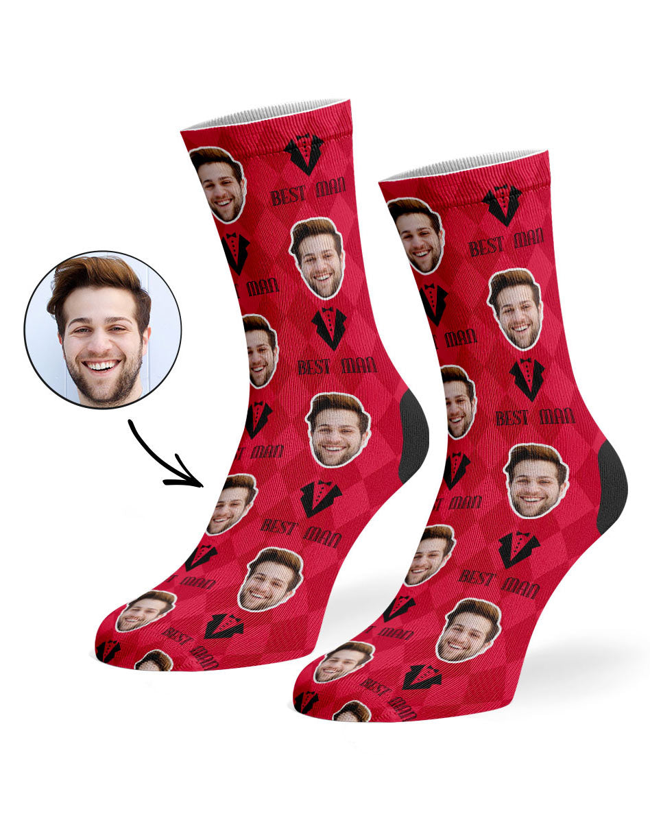 Best Man Face Custom Photo Socks