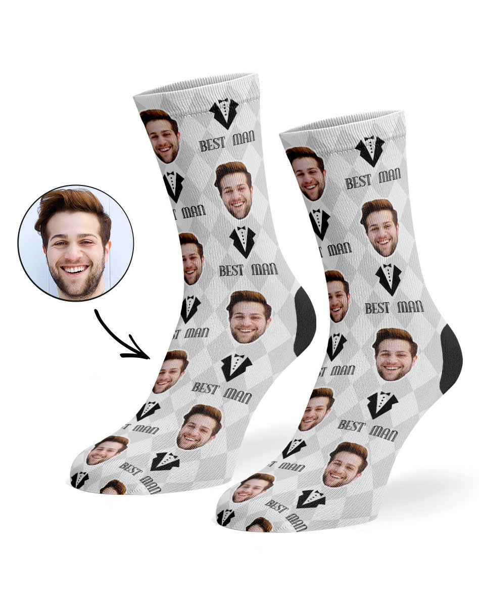 White Best Man Face Socks