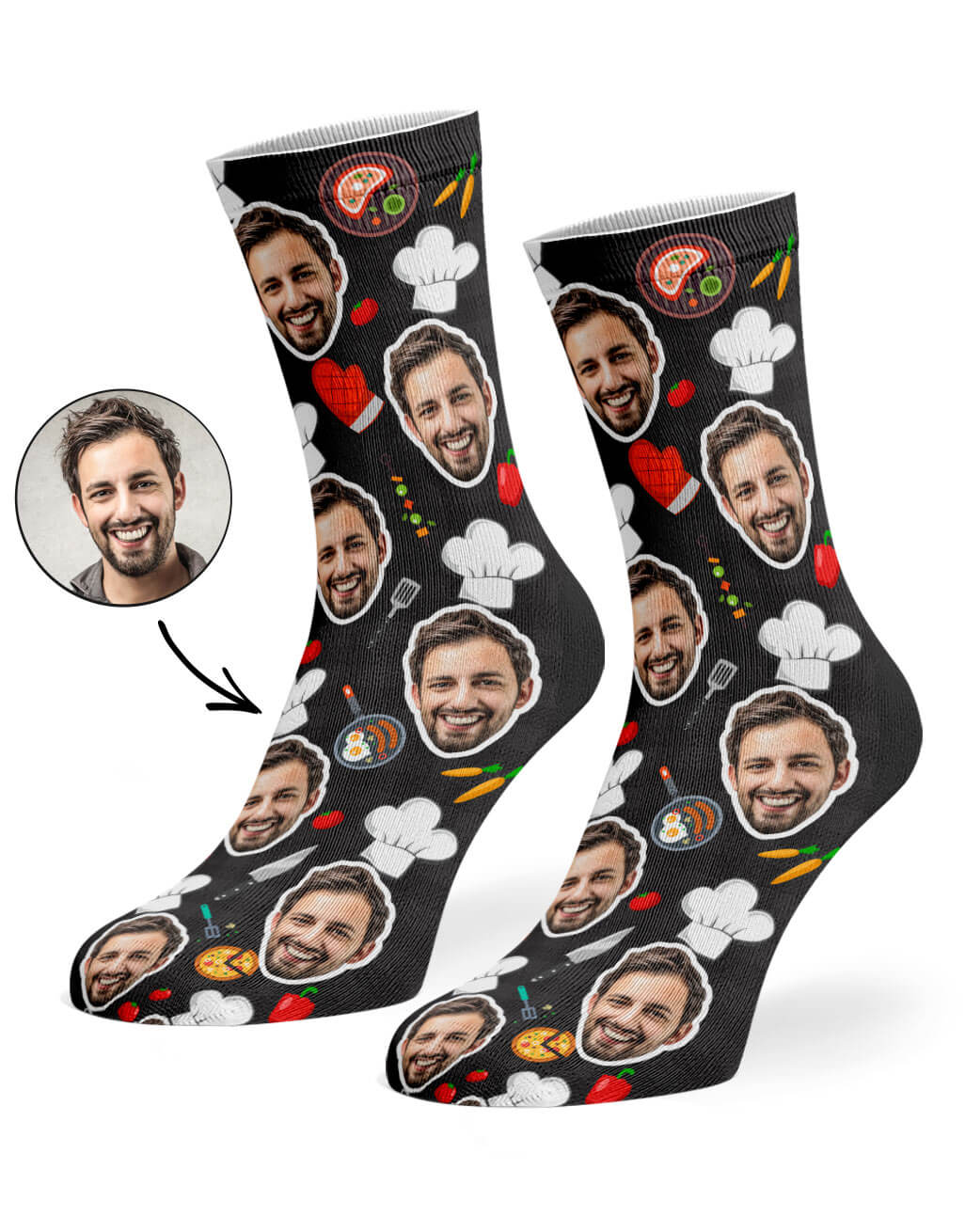 Chef Face Black Socks