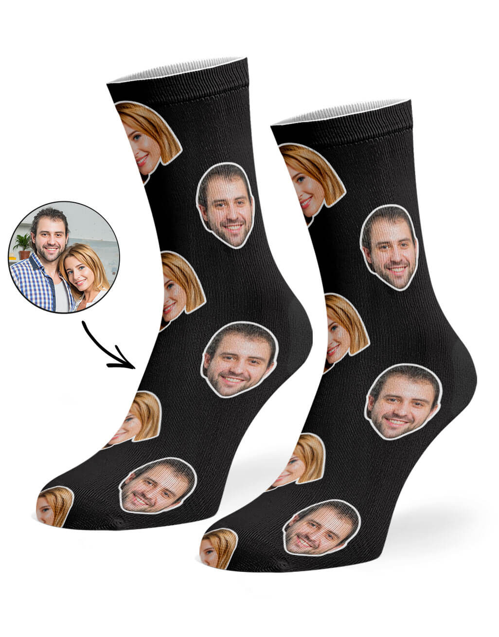 Black Couple Face Socks