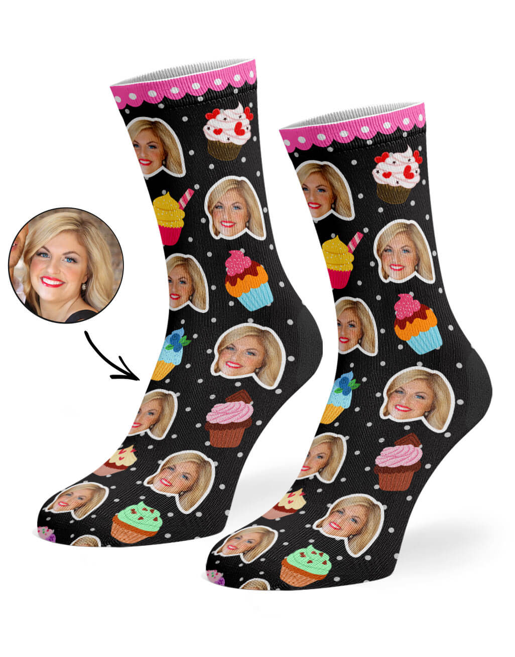 Unique Cupcake Face Socks