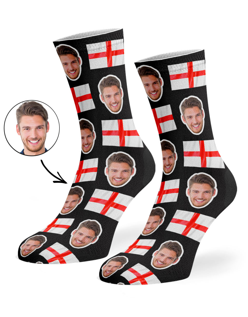 Your Photo On England Football Socks