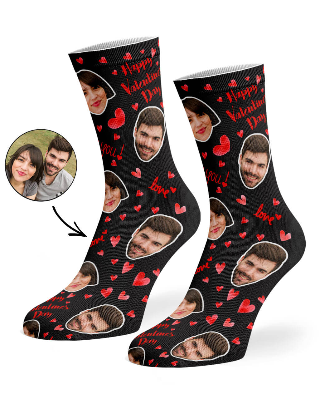 Happy Valentines Photo Socks