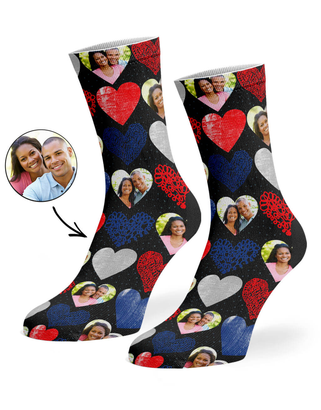 Personalised Hearts Collage Socks