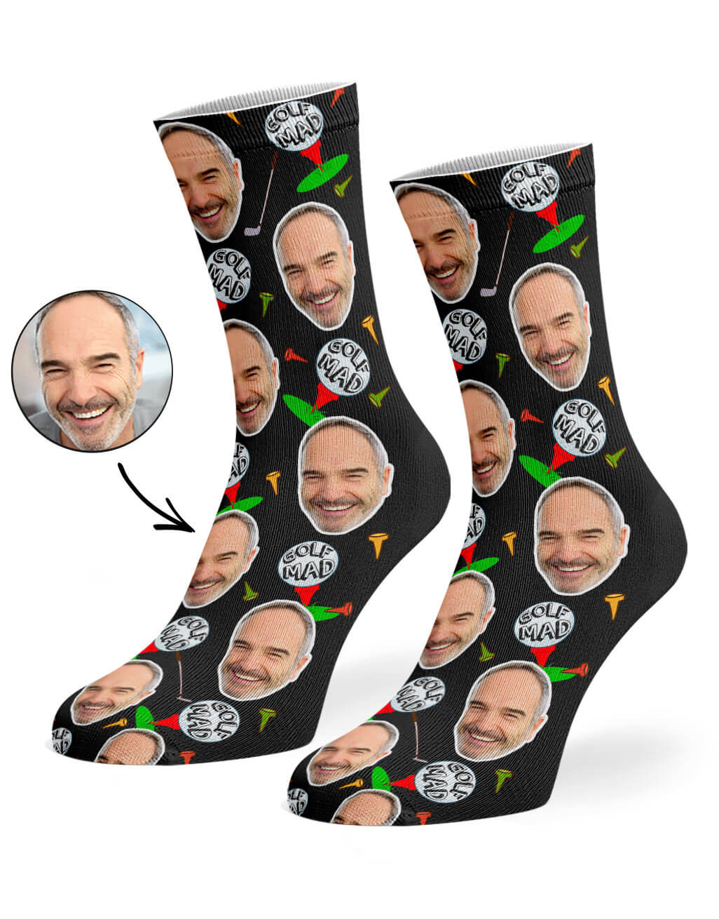 Black Golf Mad Socks