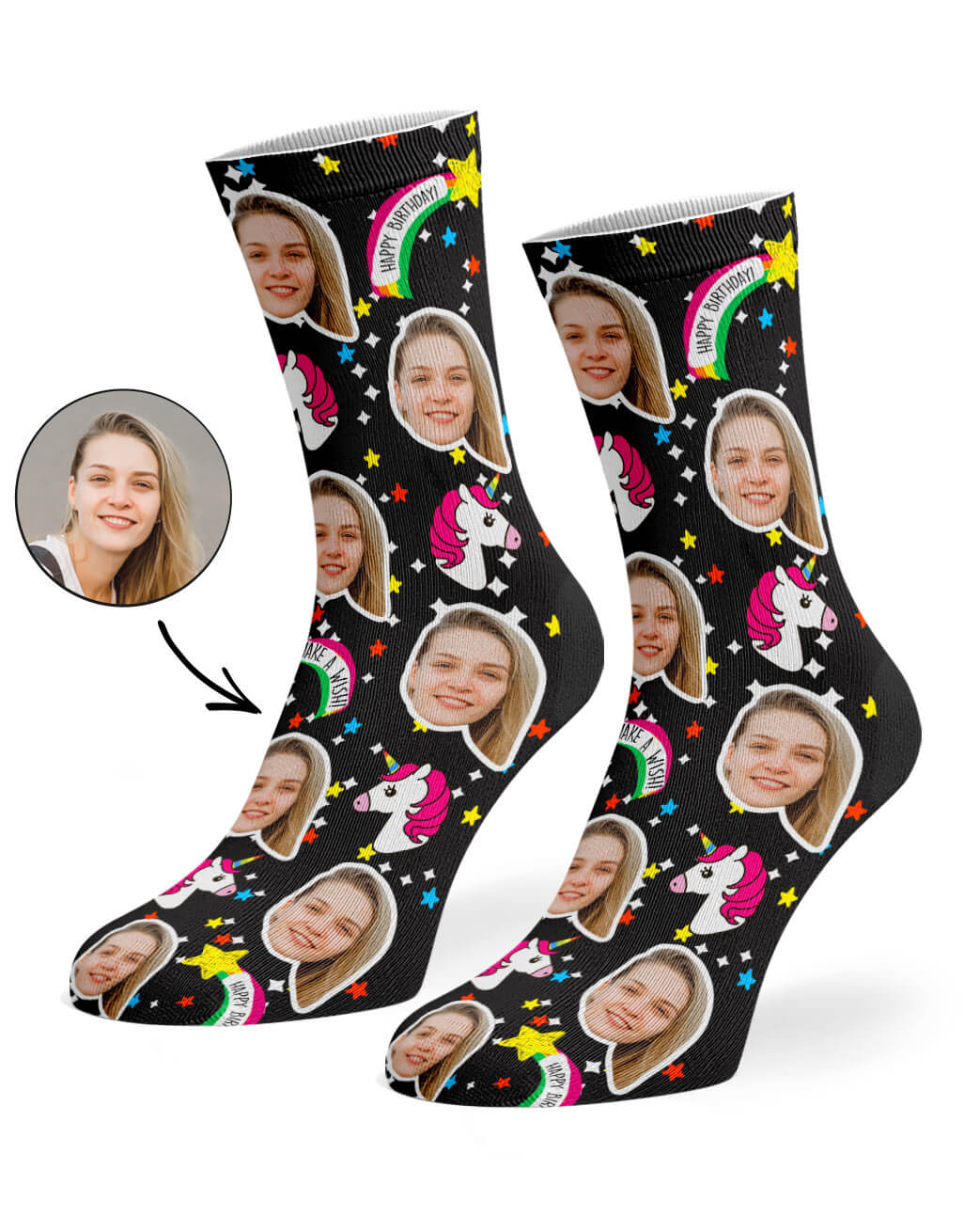 Unicorn Birthday Socks With Face On