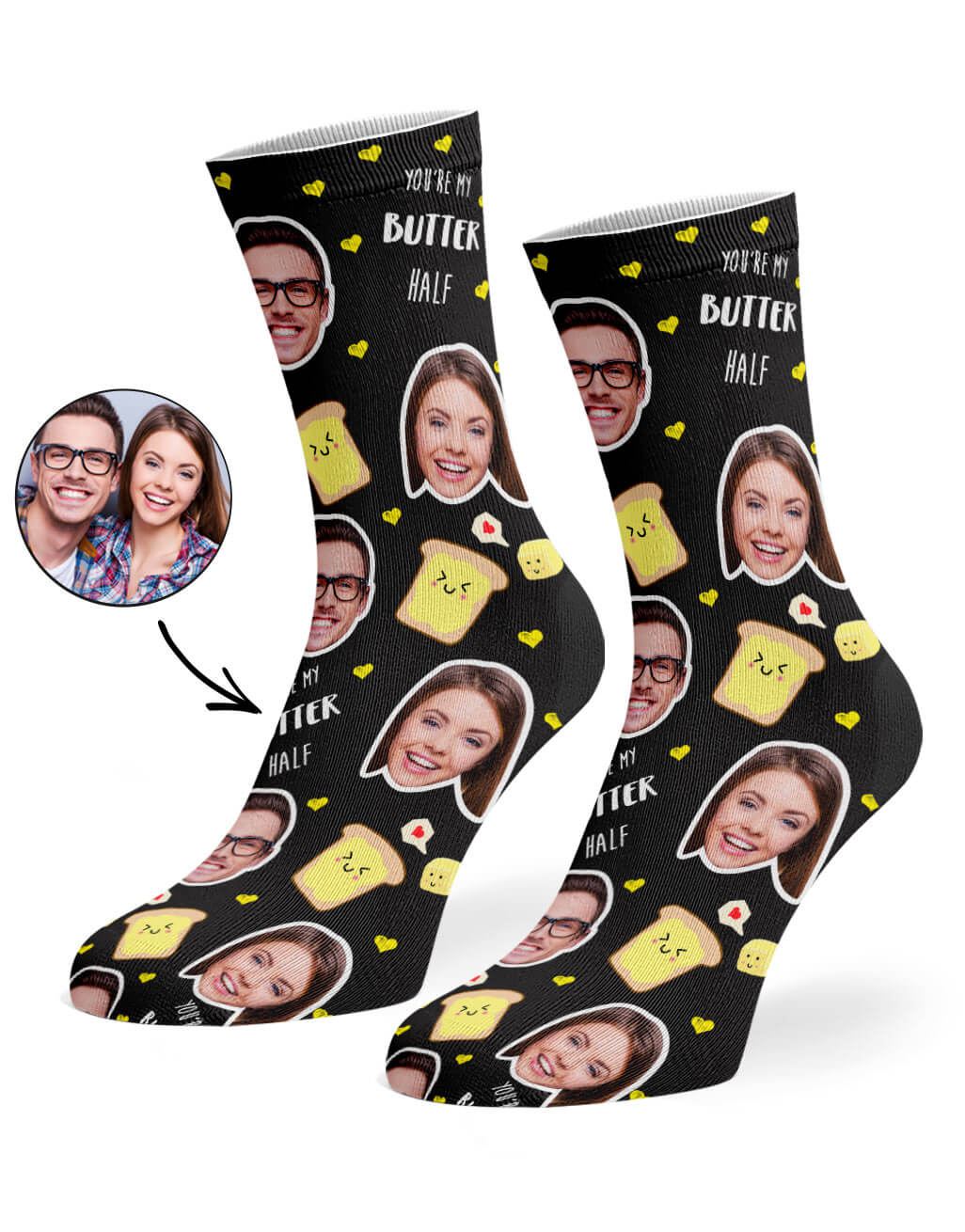 You're My Butter Half Socks With Faces On