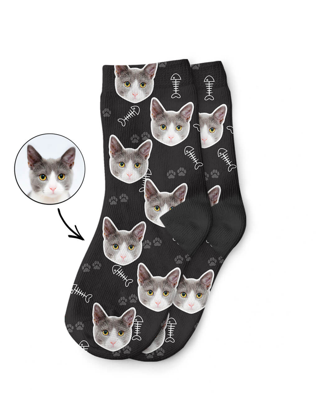 Your Cat On Personalised Kids Socks