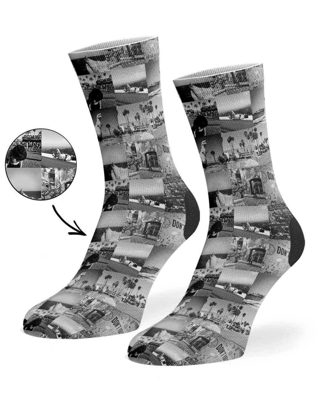 Personalised Black & White Photo Collage Socks