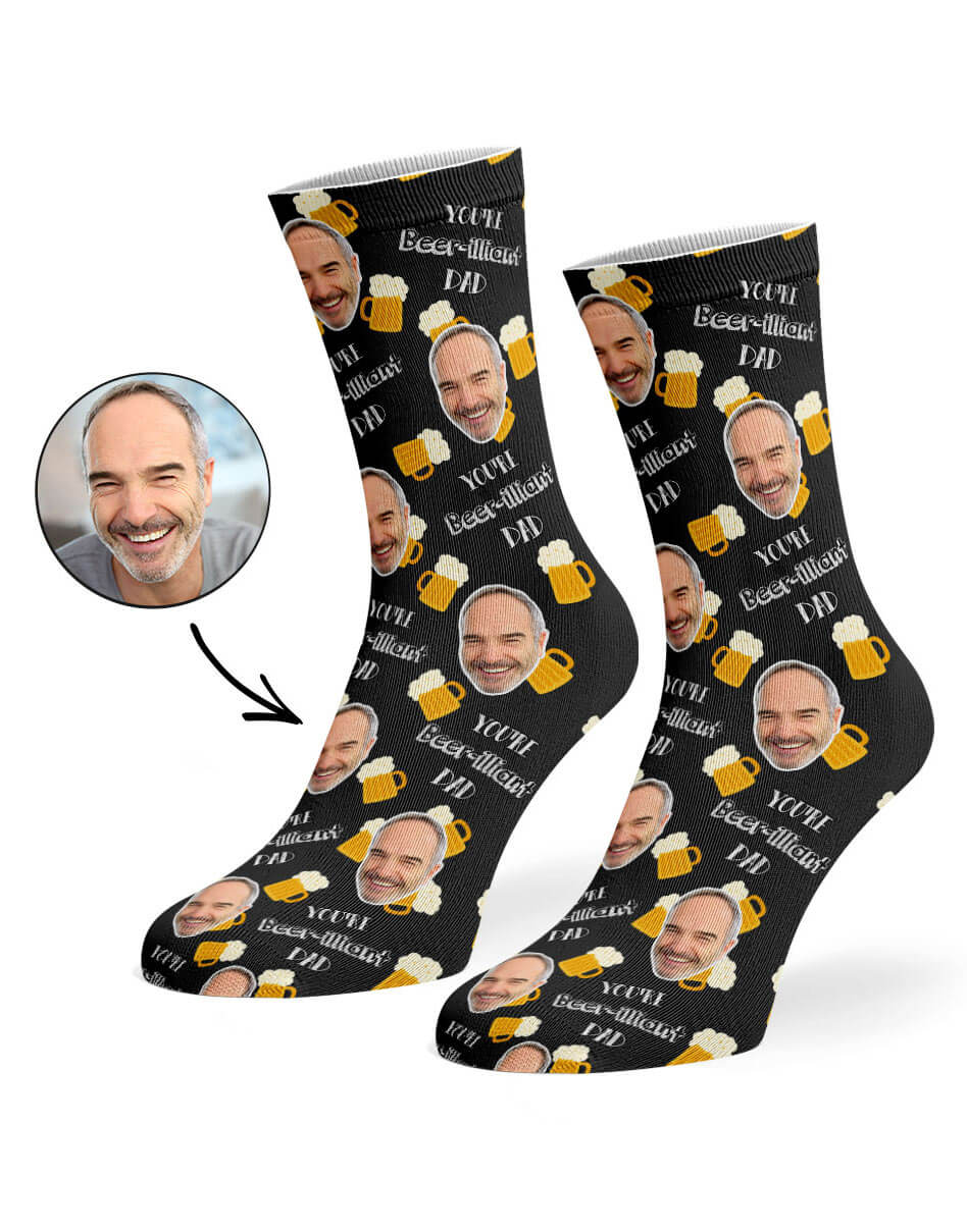 Beer-illiant Dad Face Socks