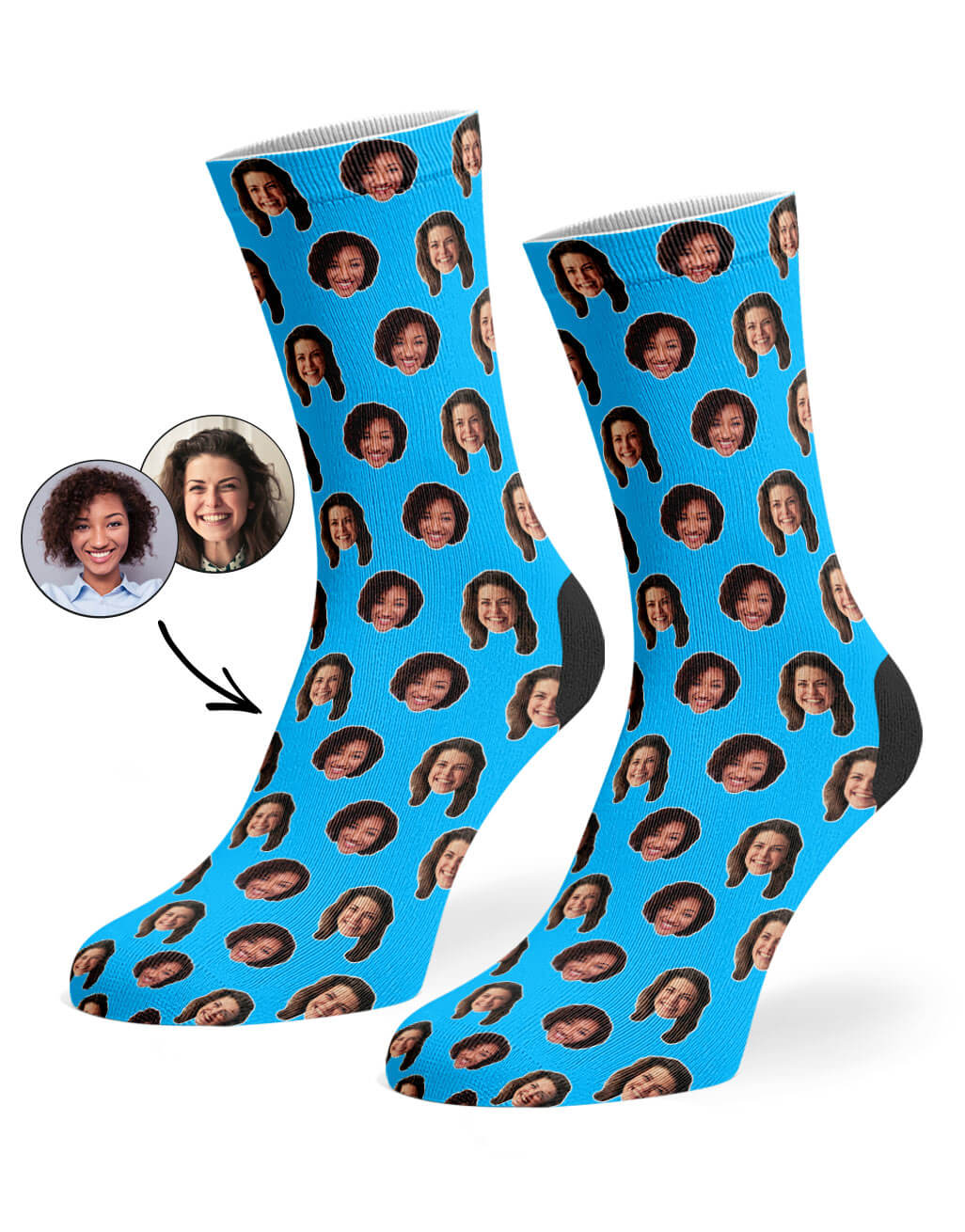 Blue Best Friend Face Pattern Socks