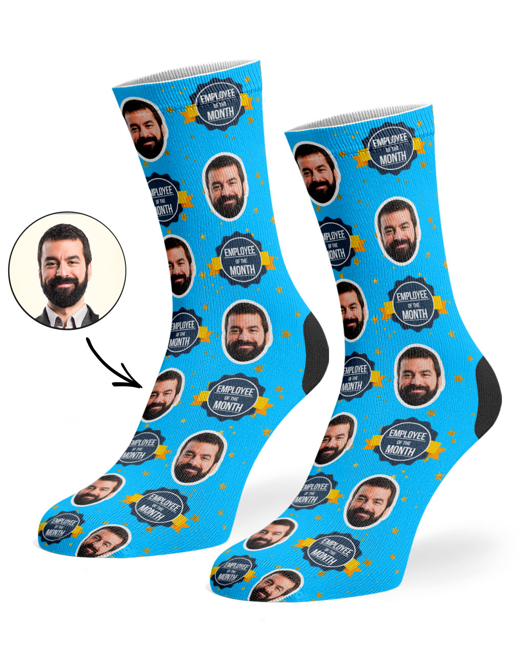 Employee Of The Month Socks With Your Face On Them