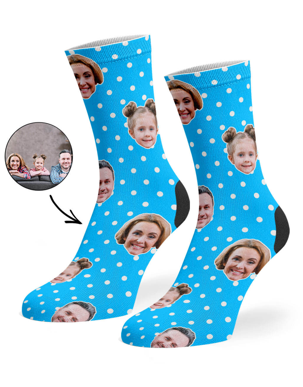 Blue Family Spotty Face Socks