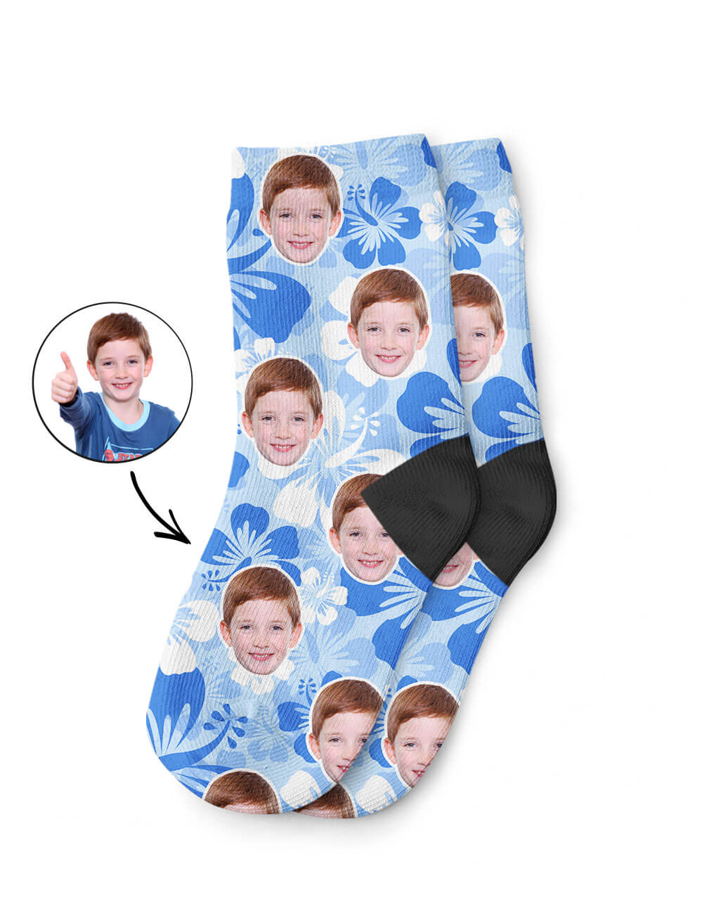 Personalised Hawaiian Face Kids Socks