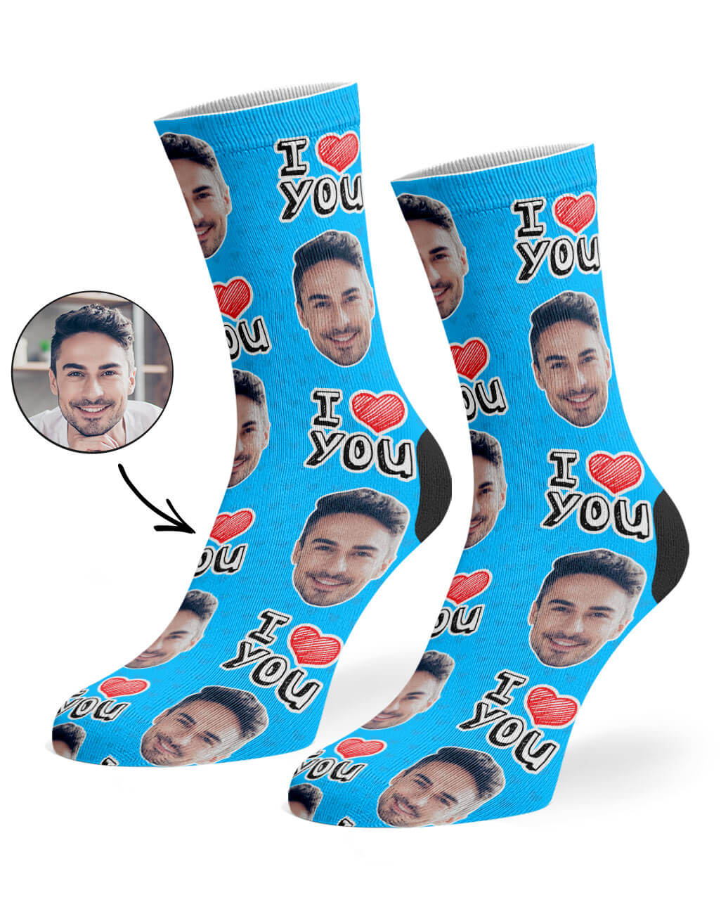 Blue I Heart You Socks