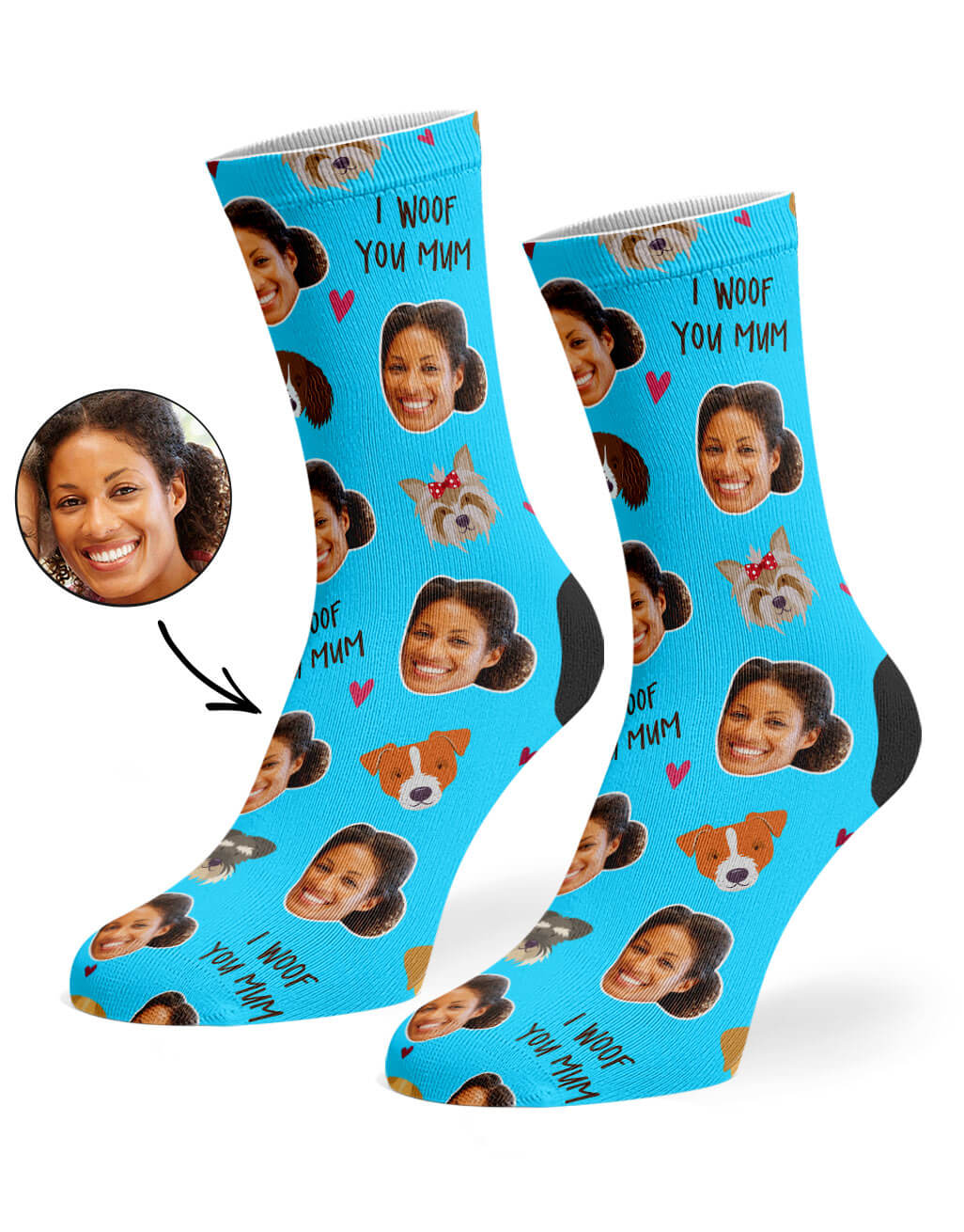 I Woof You Mum Face Socks