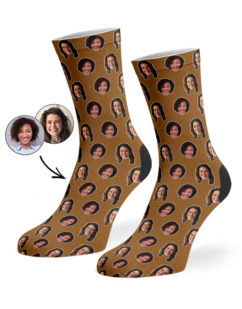 Brown Best Friend Face Pattern Socks