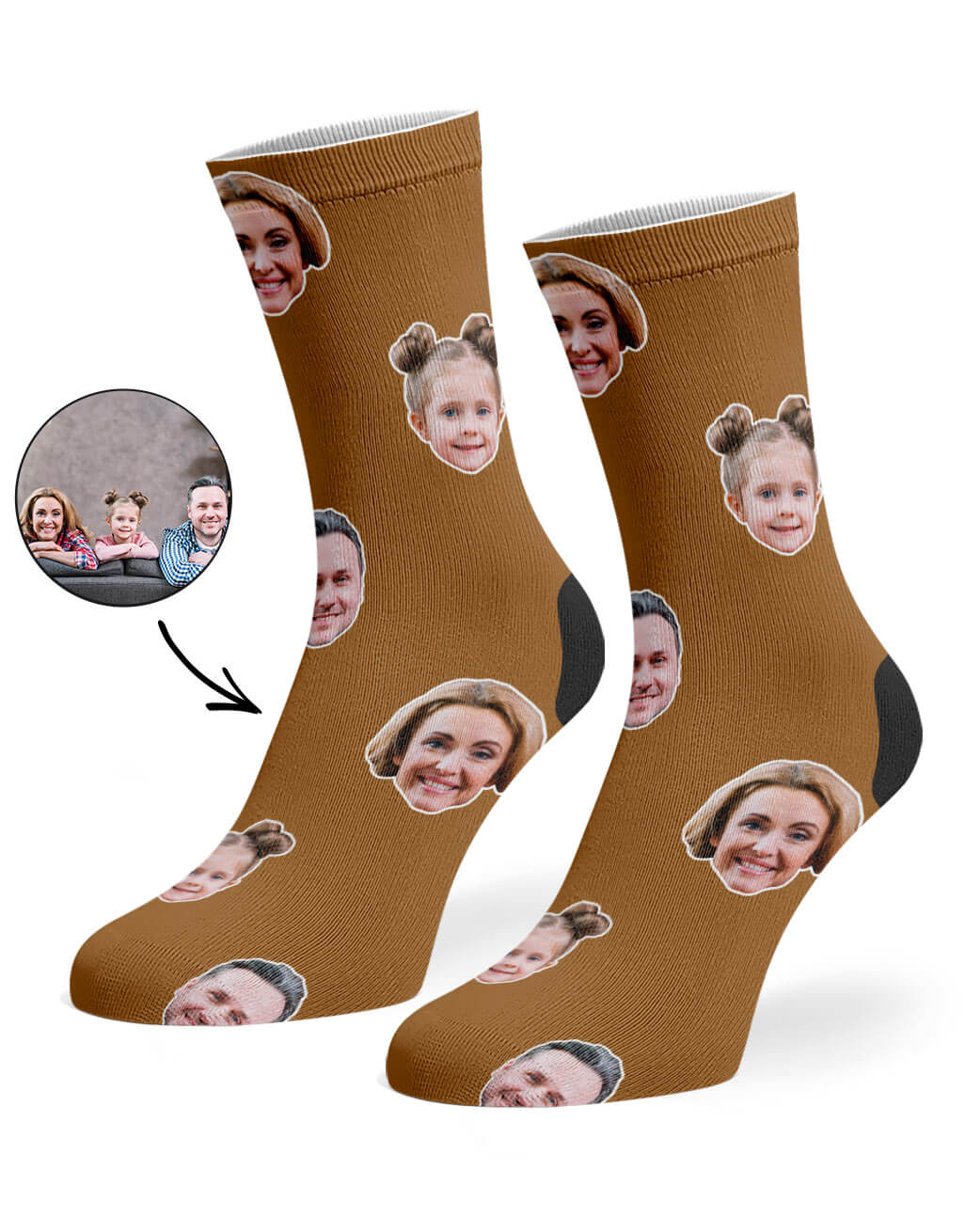 Family Face Brown Socks