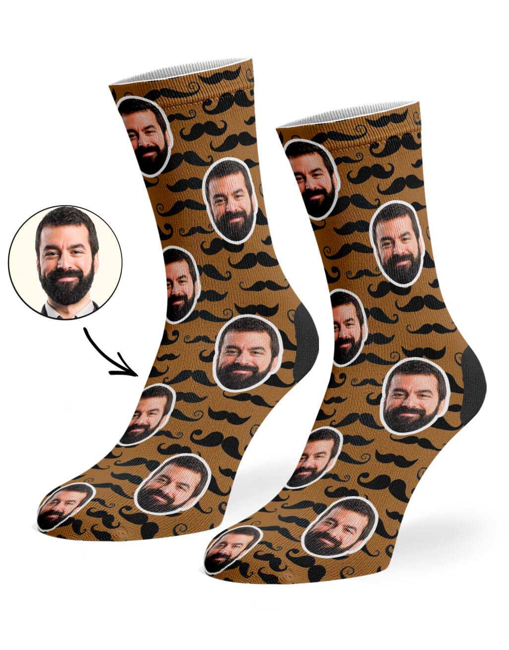 Moustache Pattern Socks With Your Photo