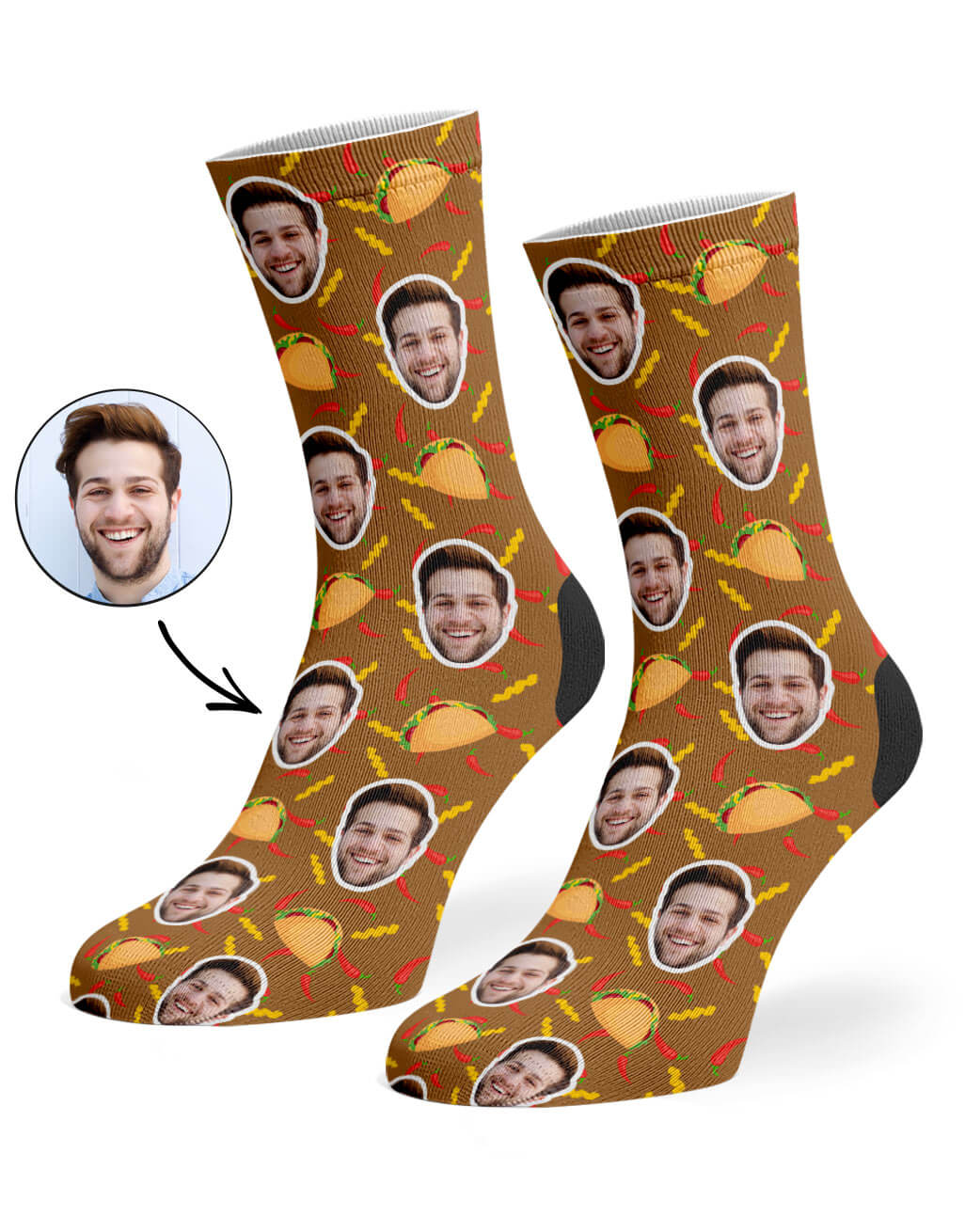 Taco Face Socks Funny Gift