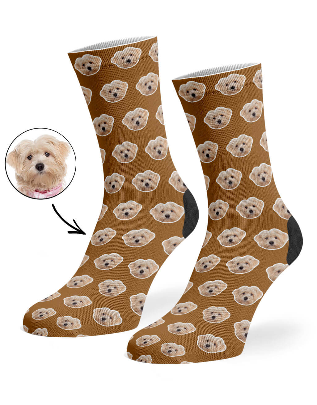 My Dog Pattern Brown Socks