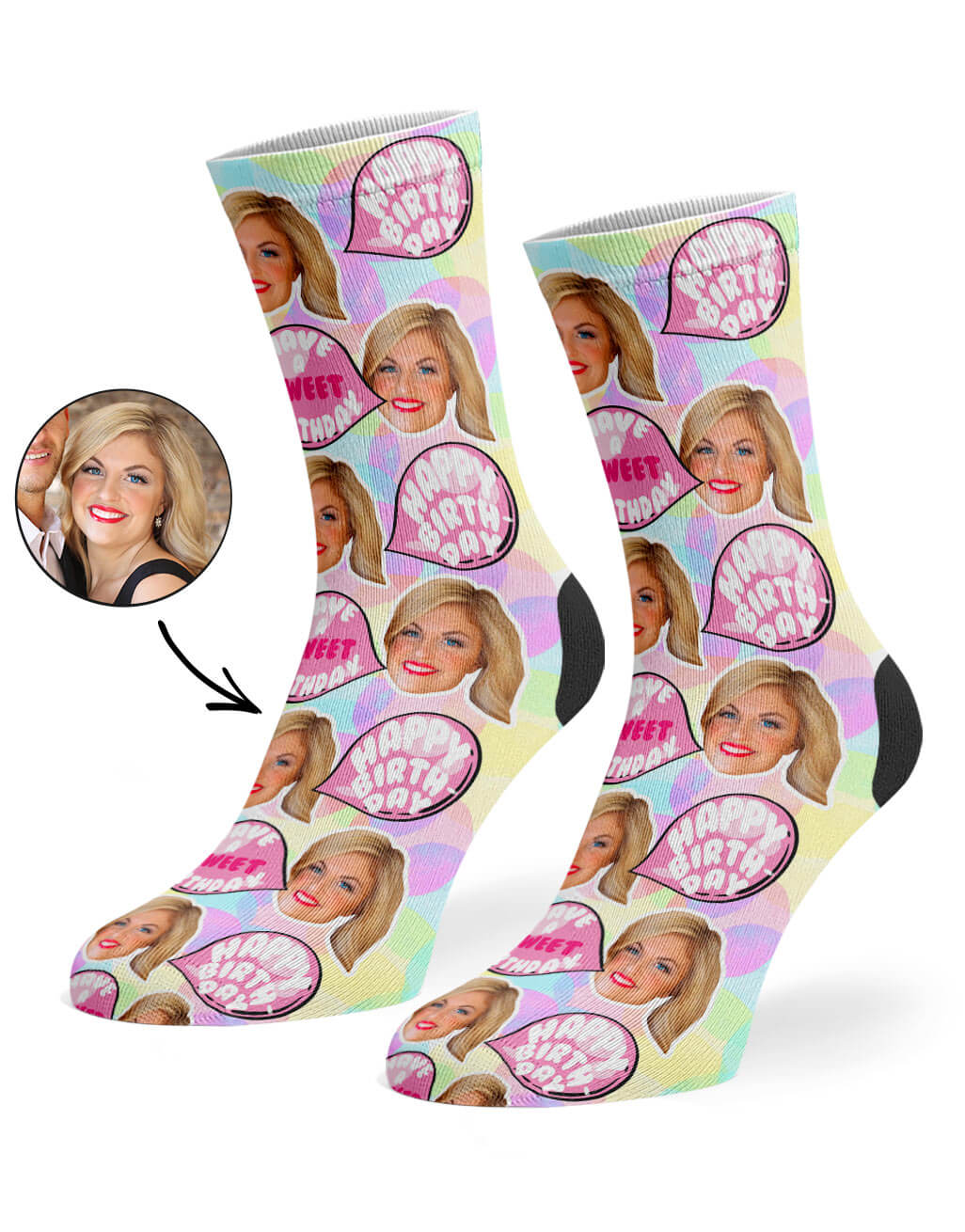 Bubble Gum Birthday Photo Socks