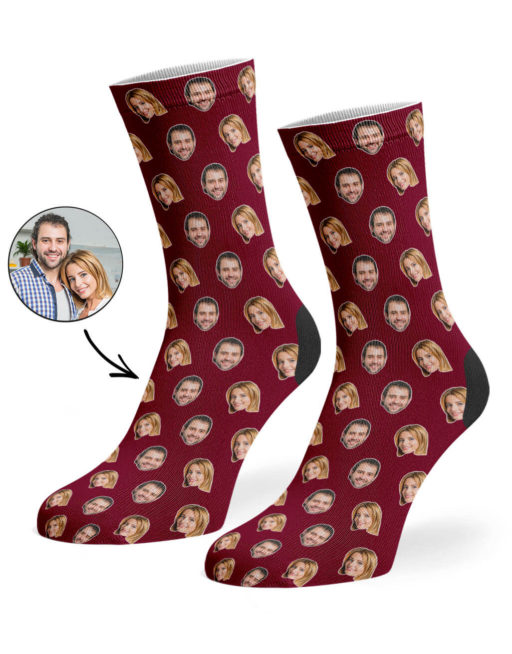 Your Photo Couples Face Pattern Socks